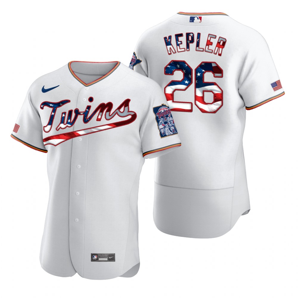 Minnesota Twins 26 Max Kepler Men Nike White Fluttering USA Flag Limited Edition Authentic MLB Jersey